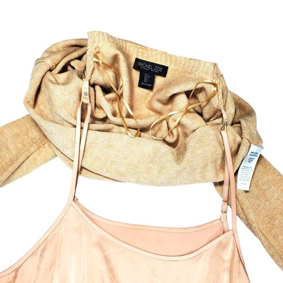 Rachel Zoe 2-Piece Sweater Slip Dress Set Beige Size Small Trendy RN# 160656 - Picture 6 of 9